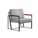 Ver imagem 1 de Poltrona Roma Linho Cinza com Rattan e Base em Metal Preto BM Tubulares