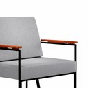 Ver imagem 5 de Poltrona Roma Linho Cinza com Rattan e Base em Metal Preto BM Tubulares