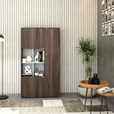 Ver imagem 4 de Armário Alto com Nicho e 03 Portas 161,5x90x42cm Wlan90 Nogal - Branco