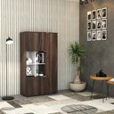Ver imagem 2 de Armário Alto com Nicho e 03 Portas 161,5x90x42cm Wlan90 Nogal - Branco