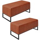 Ver imagem 1 de Kit 02 Puff Decorativo Para Sala de Estar Cléo W01 Base de Ferro 90 cm Couríssimo Camel - Lyam