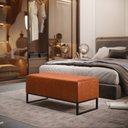 Ver imagem 2 de Kit 02 Puff Decorativo Para Sala de Estar Cléo W01 Base de Ferro 90 cm Couríssimo Camel - Lyam