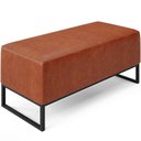 Ver imagem 3 de Kit 02 Puff Decorativo Para Sala de Estar Cléo W01 Base de Ferro 90 cm Couríssimo Camel - Lyam