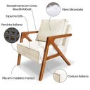 Ver imagem 2 de Kit 2 Poltronas Decorativa Luiza Linho Bouclê Base em Madeira Castanho - Pallazio Bege