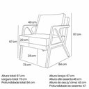 Ver imagem 5 de Kit 2 Poltronas Decorativa Luiza Linho Bouclê Base em Madeira Castanho - Pallazio Bege