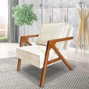 Ver imagem 7 de Kit 2 Poltronas Decorativa Luiza Linho Bouclê Base em Madeira Castanho - Pallazio Bege