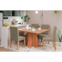 Ver imagem 1 de Conjunto: Mesa de Cozinha Maitê Tampo Madeirado 130x80cm e 4 Cadeiras Clarice Cinamomo - Carvalho/