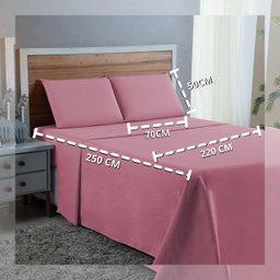 Jogo de Cama Lençol Queen 300 Fios Algodão 4 Peças Conjunto com Elástico e Fronhas:rose - 3