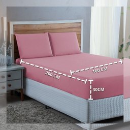 Jogo de Cama Lençol Queen 300 Fios Algodão 4 Peças Conjunto com Elástico e Fronhas:rose - 4