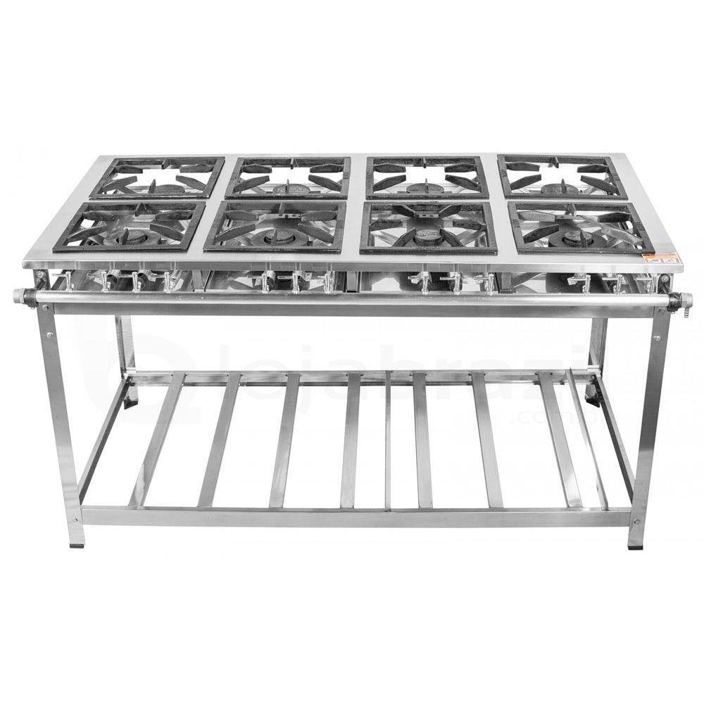 Fogão Industrial 8 Bocas 30x30 Inox sem Forno Cristalaço - 2