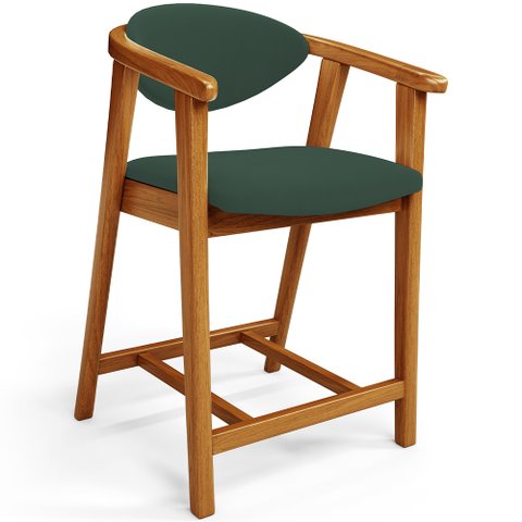 Banqueta Baixa para Cozinha Sala de Jantar Bancada Cecília L02 Suede Verde Musgo - Lyam Decor