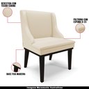 Ver imagem 4 de Kit 2 Cadeiras Decorativas Sala de Jantar Base Fixa de Madeira Firenze PU Bege/Preto G19 - Gran Belo