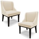 Ver imagem 1 de Kit 2 Cadeiras Decorativas Sala de Jantar Base Fixa de Madeira Firenze PU Bege/Preto G19 - Gran Belo