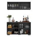 Ver imagem 4 de Kit Bar Armário Aéreo e Aparador 4 Portas Multimóveis Mp1087 Grafite/preto