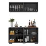 Kit Bar Armário Aéreo e Aparador 4 Portas Multimóveis Mp1087 Grafite/preto - 4