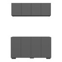 Ver imagem 5 de Kit Bar Armário Aéreo e Aparador 4 Portas Multimóveis Mp1087 Grafite/preto