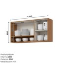 Ver imagem 3 de Armário Aéreo 02 Portas com Nicho Decorativo 120cm Venaly C582 Cinamomo - Henn