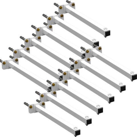 12 Suportes Refletor Base Reta Braço 70 Cm 12 Cjts - Branco