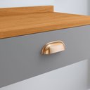 Ver imagem 3 de Penteadeira Suspensa Mesinha Bancada Gaveta Puxador Concha Quarto Camarim Cinza/cinamomo - Rpm