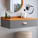 Ver imagem 2 de Penteadeira Suspensa Mesinha Bancada Gaveta Puxador Concha Quarto Camarim Cinza/cinamomo - Rpm