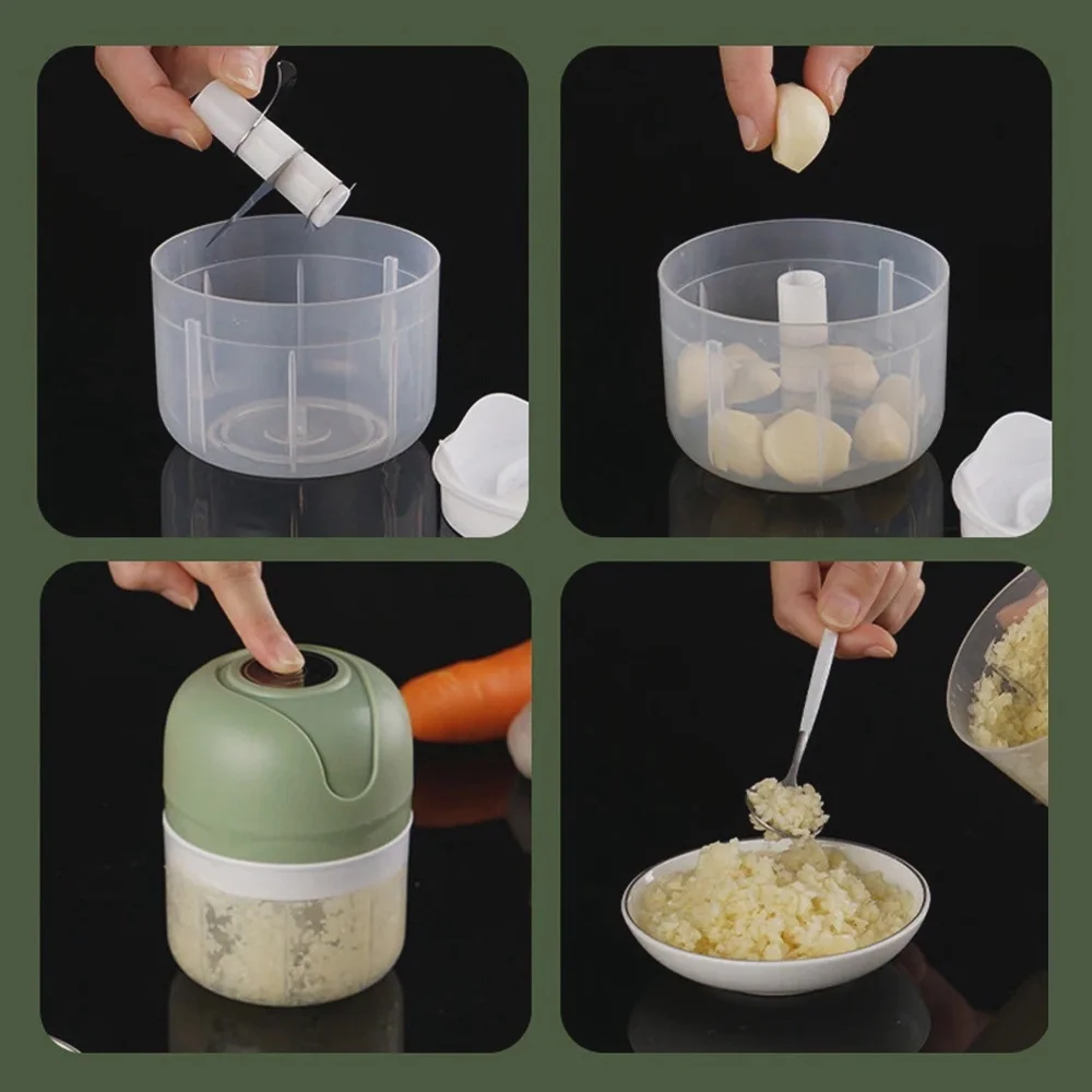 Mini Processador Triturador de Alimentos Elétrico Copo Duplo verde - 5