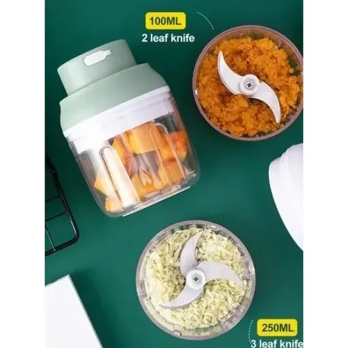 Ver imagem 4 de Mini Processador Triturador de Alimentos Elétrico Copo Duplo Verde