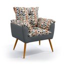 Ver imagem 2 de Kit 2 Poltronas Opala Suede Estampado Laranja com Cinza Aradecor