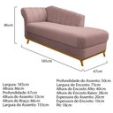 Ver imagem 4 de Diva Recamier Vanessa 185cm Lado Direito Linho Rosê - Amarena Móveis
