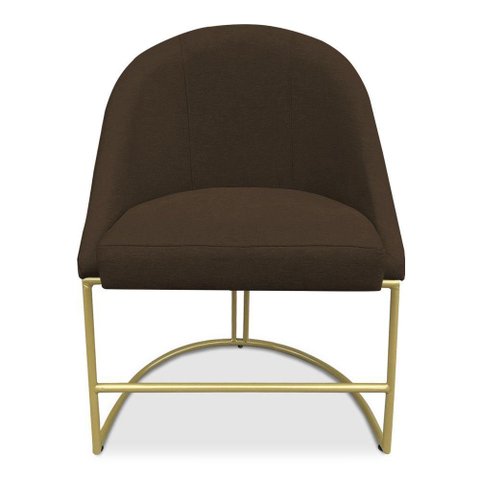 Cadeira Poltrona de Jantar Bela Suede Base Metálica Industrial Dourado - Pallazio Marrom