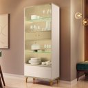 Ver imagem 1 de Cristaleira para Sala de Jantar com Led 2 Portas Vidro Lúmen B01 Off White Champanhe - Lyam Decor