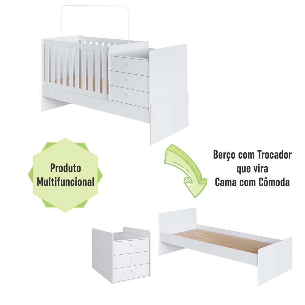 Berço Cama Multifuncional S/ Auxiliar 196cm sem Colchão Bb680 Completa Móveis - 14