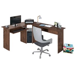 Mesa Escritório Escrivaninha de Canto Estação de Trabalho Max 1G 1 Gaveta para Computador Jacarandá  - 1