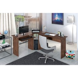 Mesa Escritório Escrivaninha de Canto Estação de Trabalho Max 1G 1 Gaveta para Computador Jacarandá  - 2