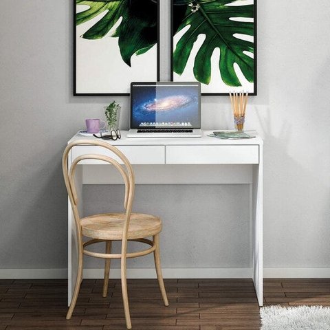 Escrivaninha 2 Gavetas Tijuca 90cm Branca Politorno