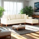 Ver imagem 2 de Sofá 4 Lugares Beny com Chaise Direito Corino Bege