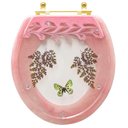 Ver imagem 1 de Assento Sanitário Decorado Oval Convencional Rosa Quartzo com Borboleta Verde para Todas As Marcas