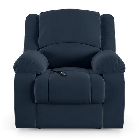 Poltrona do Papai Reclinável Sala de Cinema Barcelona Controle Power Elétrico Usb Veludo Azul G23 En
