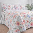 Ver imagem 1 de Kit Cobre Leito Evolution Casal Estampado Floral Dupla Face Colcha 3 Peças Lindoia