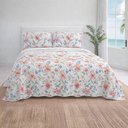 Ver imagem 4 de Kit Cobre Leito Evolution Casal Estampado Floral Dupla Face Colcha 3 Peças Lindoia