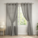 Ver imagem 1 de Cortina Gaze de Linho Sala Quarto com Forro 2,80x1,80 Cinza