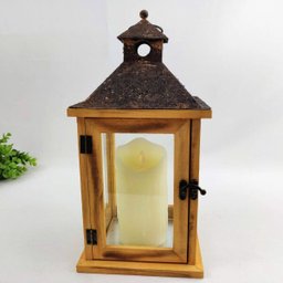 Lanterna Decorativa Marroquina 34x17cm Madeira Lisa - 6