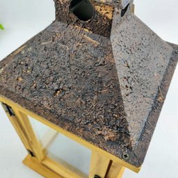 Lanterna Decorativa Marroquina 34x17cm Madeira Lisa - 4