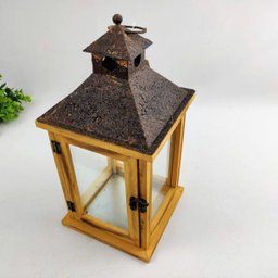 Lanterna Decorativa Marroquina 34x17cm Madeira Lisa - 3
