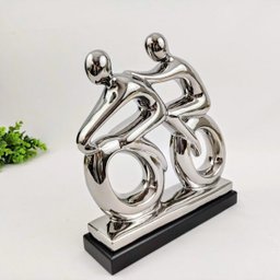 Bicicleta Decorativa Estatueta Prata Luxo 30x28cm Bike - 6 Bicicleta Decorativa Estatueta Prata Luxo 30x28cm Bike - 6
