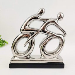 Bicicleta Decorativa Estatueta Prata Luxo 30x28cm Bike - 2 Bicicleta Decorativa Estatueta Prata Luxo 30x28cm Bike - 2