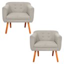 Ver imagem 1 de Kit 2 Poltrona Decorativa Julia Linho Fino Bege A27 - D'Rossi