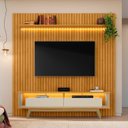 Ver imagem 5 de Painel com Rack para Tv até 75 Polegadas 220cmx230cm Ripado com 2 Prateleiras com LED 100% MDF Roma