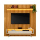 Ver imagem 2 de Painel com Rack para Tv até 75 Polegadas 220cmx230cm Ripado com 2 Prateleiras com LED 100% MDF Roma