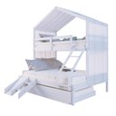 Ver imagem 2 de Treliche Casal/ Solteiro Casinha com Cortina e Kit Escada/escorregador Madeira Maciça Branco