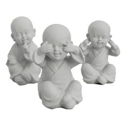 Kit Trio Buda 3d Decoração Cego Surdo Mudo Paz Harmonia - Cinza - 1